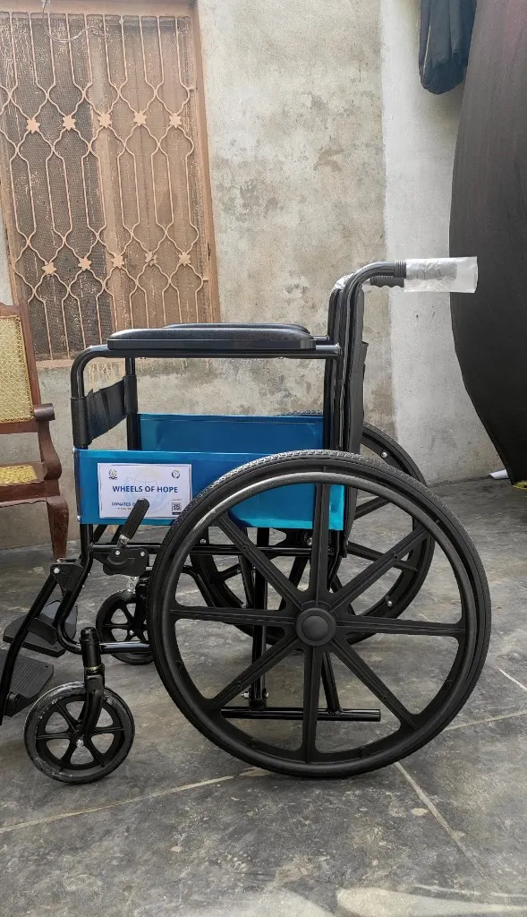 Wheels of Hope wheelchair donated through Family and Fellows Foundation